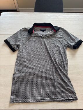 Silver Stone Men’s Black & White Printed Polo